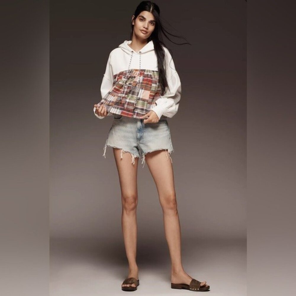 Anthropologie White and Multicolor Plaid Top - Picture 8 of 16